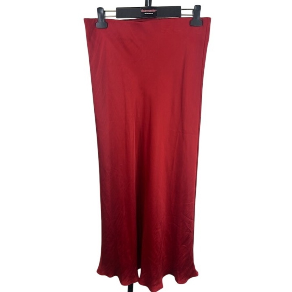 New Z Supply Red Maxi Long Skirt Women's Size Large Haute Red Europa Poly Sheen